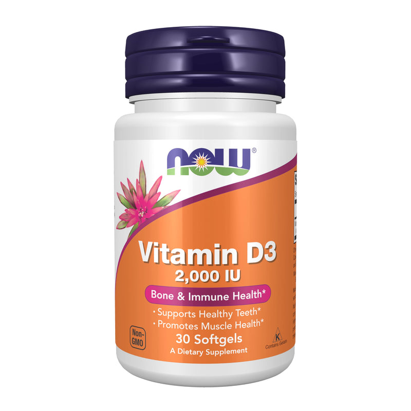 NOW Foods Supplements, Vitamin D-3 2,000 IU, High Potency, Structural Support*, 30 Softgels 30 Count (Pack of 1)