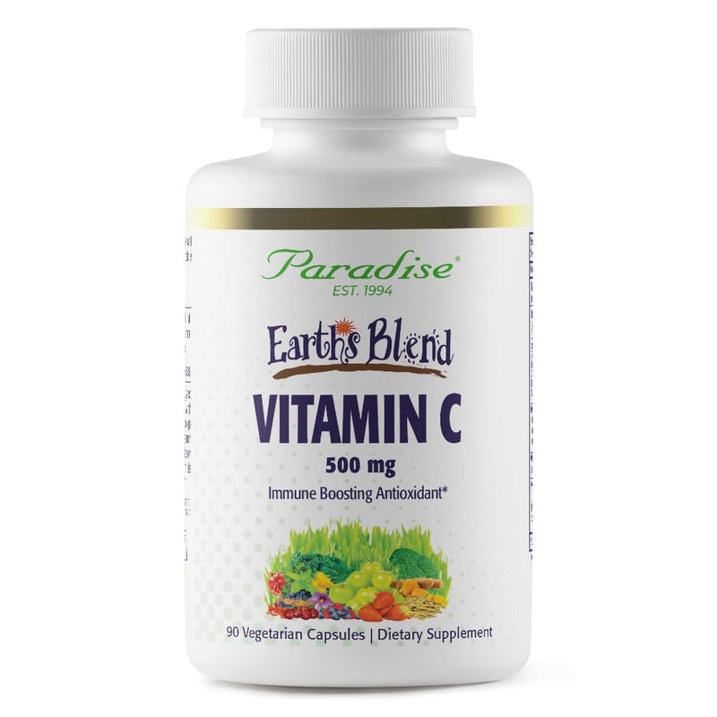 Paradise Herbs Essentials Earth's Blend Vitamin C, 90 Veg Capsules | Nature's C with adaptogens, superfoods, probiotics, organic alkalizing greens, vegetarian dietary supplement 90 Count (Pack of 1)