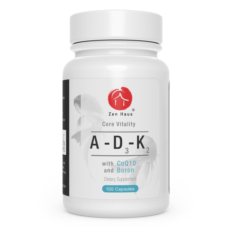 Zen Haus ADK Vitamins A D3 K2 E with CoQ10 & Alpha Lipoic Acid – Bone, Heart & Immune Support – 100 Capsules 1