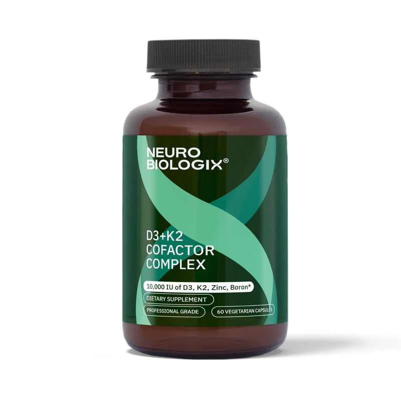 Neurobiologix Vitamin D3 + K2 Cofactor Complex, 10,000 IU, 60 Capsules | High-Potency, MK-7, Zinc & Boron, Bone Strength & Cardiovascular Support