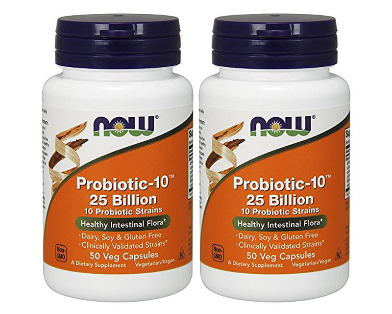 Now Foods Probiotic-10 25 Billion 50Vcaps (2 Bottles) 100 Count (Pack of 1)