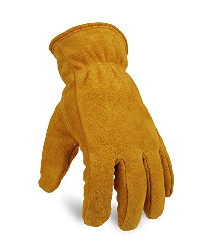 OZERO Winter Work Gloves for Men and Women, Insulated Leather, Gold, Medium Gold (Pack of 1)