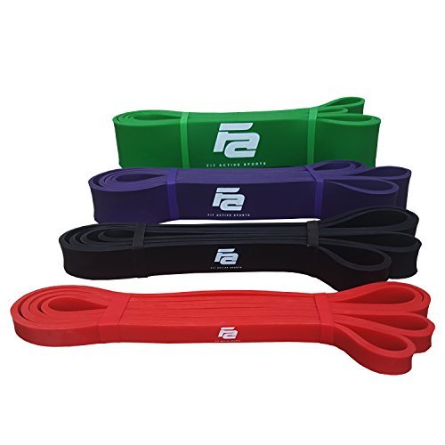 Fit Active Sports Resistance Workout Exercise Bands for Home, Gym, Stretching, Strength Training, Weightlifting, Pull Up Assist - Indoor and Outdoor Use Black - 10 to 65 Pounds (3/4" * 4.5mm)