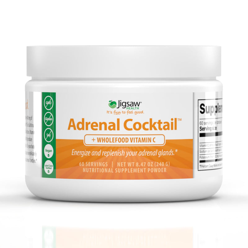 Jigsaw Health Adrenal Cocktail + Wholefood Vitamin C | with Potassium Bicarbonate, Sea Salt, and Acerola Cherry Extract | 60 Servings (Jar) Jar