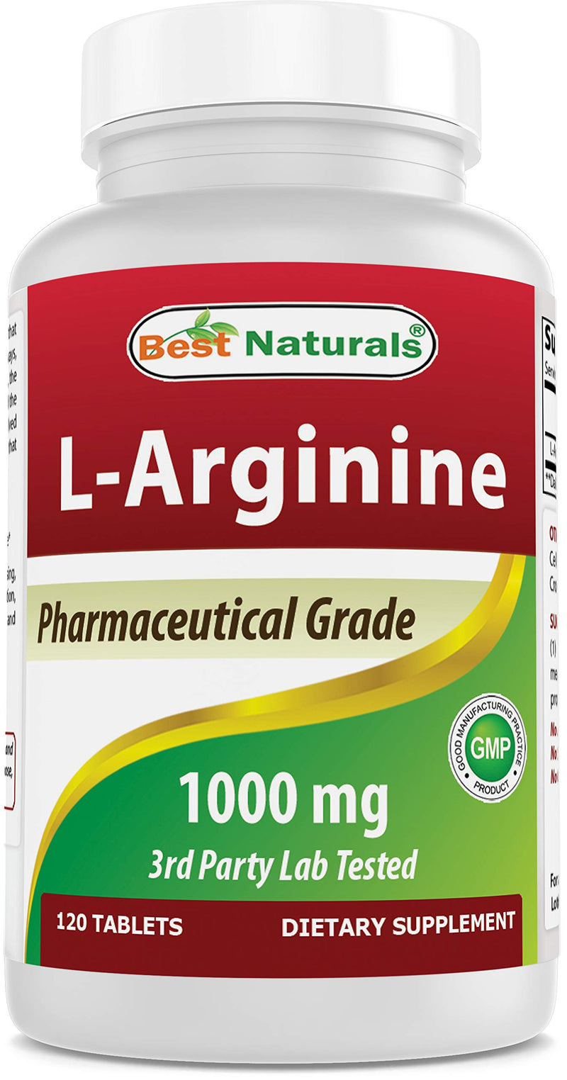 (New Improved Formula) Best Naturals L-Arginine 1000 mg 120 Tablets - Pharmaceutical Grade L Arginine Supplement Promotes Nitric Oxide Synthesis 120 Count (Pack of 1) - BeesActive Australia