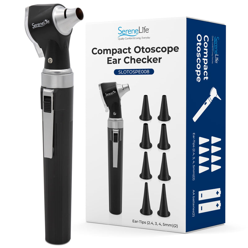 SereneLife Fiber Optic Otoscope/Auriscope | Home Ear Inspection DIY Tool, Simple Operation, 3X Magnification, Bright LED, Includes Reusable Ear Tips, Battery Operated | For All Ages & Pets - BeesActive Australia