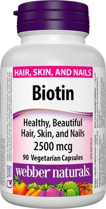 Webber Naturals Biotin 2500 mcg, 90 Vegetarian Capsules