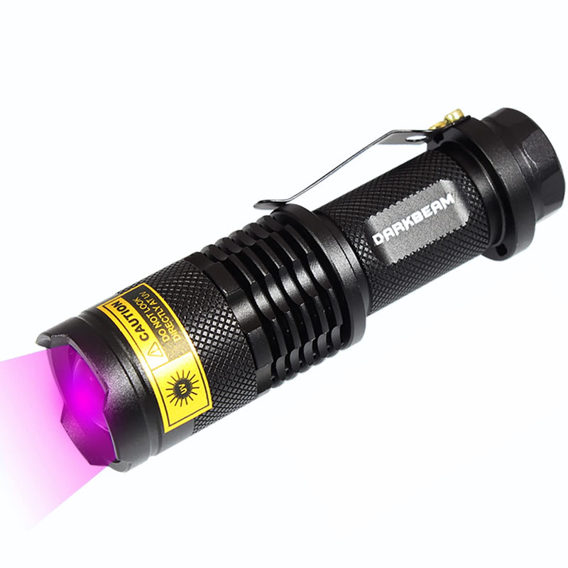 DARKBEAM UV 395nm Flashlight Ultraviolet led Light Blacklight Wood's lamp Portable 400nm Mini Detector for Dog/Cat Urine Pet Stains, Anti-counterfeiting Identification, Resin Curing, AA 395 SK68 UV Flashlight(1 pack) - BeesActive Australia