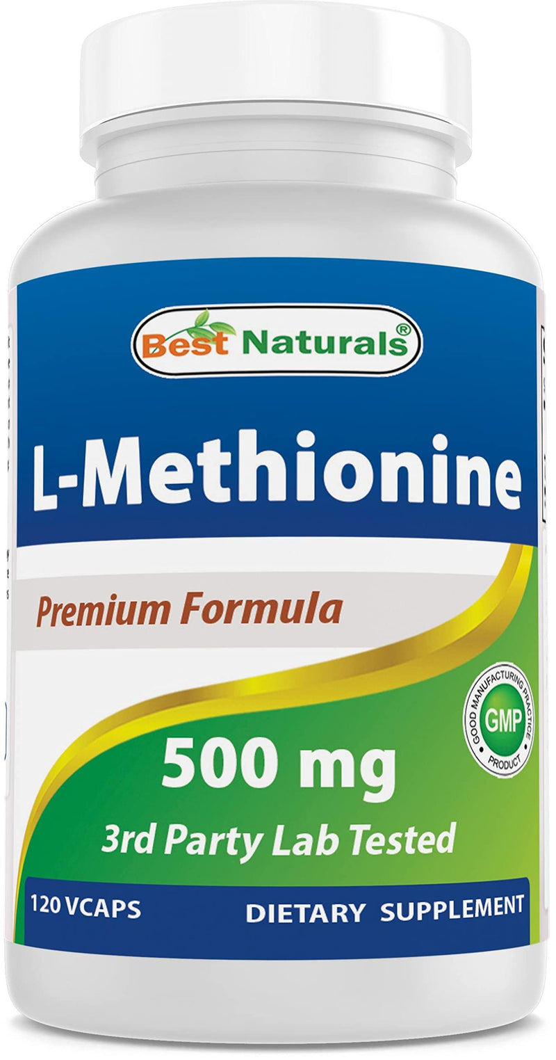 Best Naturals L-Methionine 500 mg 120 Veggie Capsules 120 Count (Pack of 1)