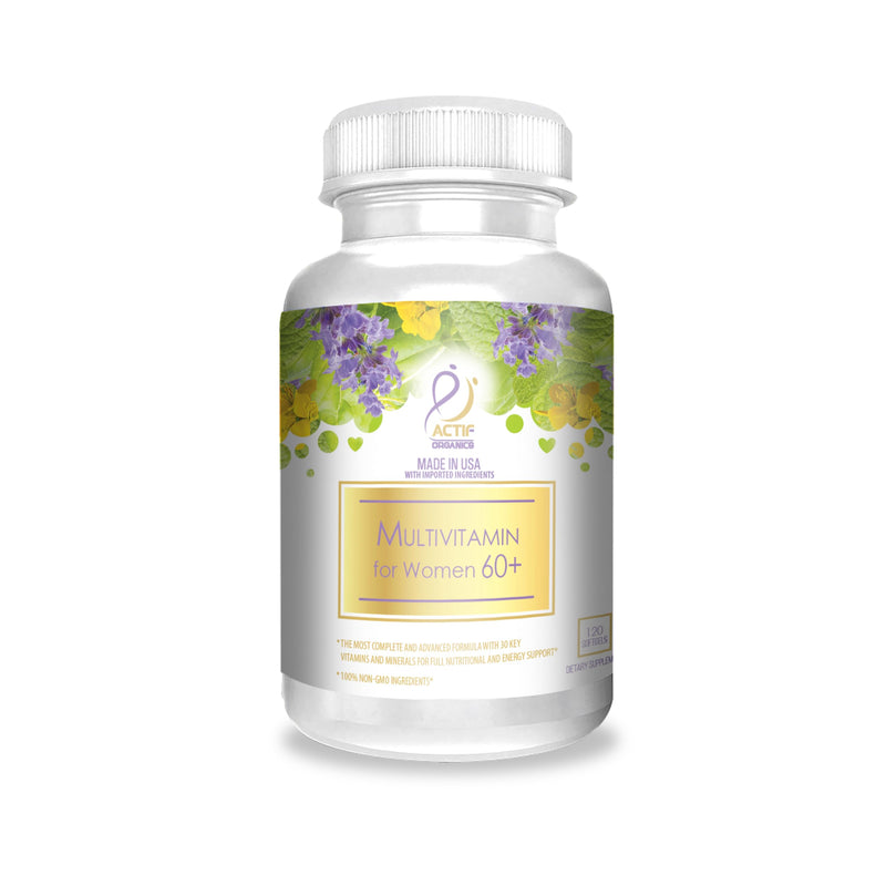 ACTIF Multivitamin for Women Age 60+ with 30 Organic Vitamins and Organic Herbs, Non-GMO, Made in USA, 2-Month Supply