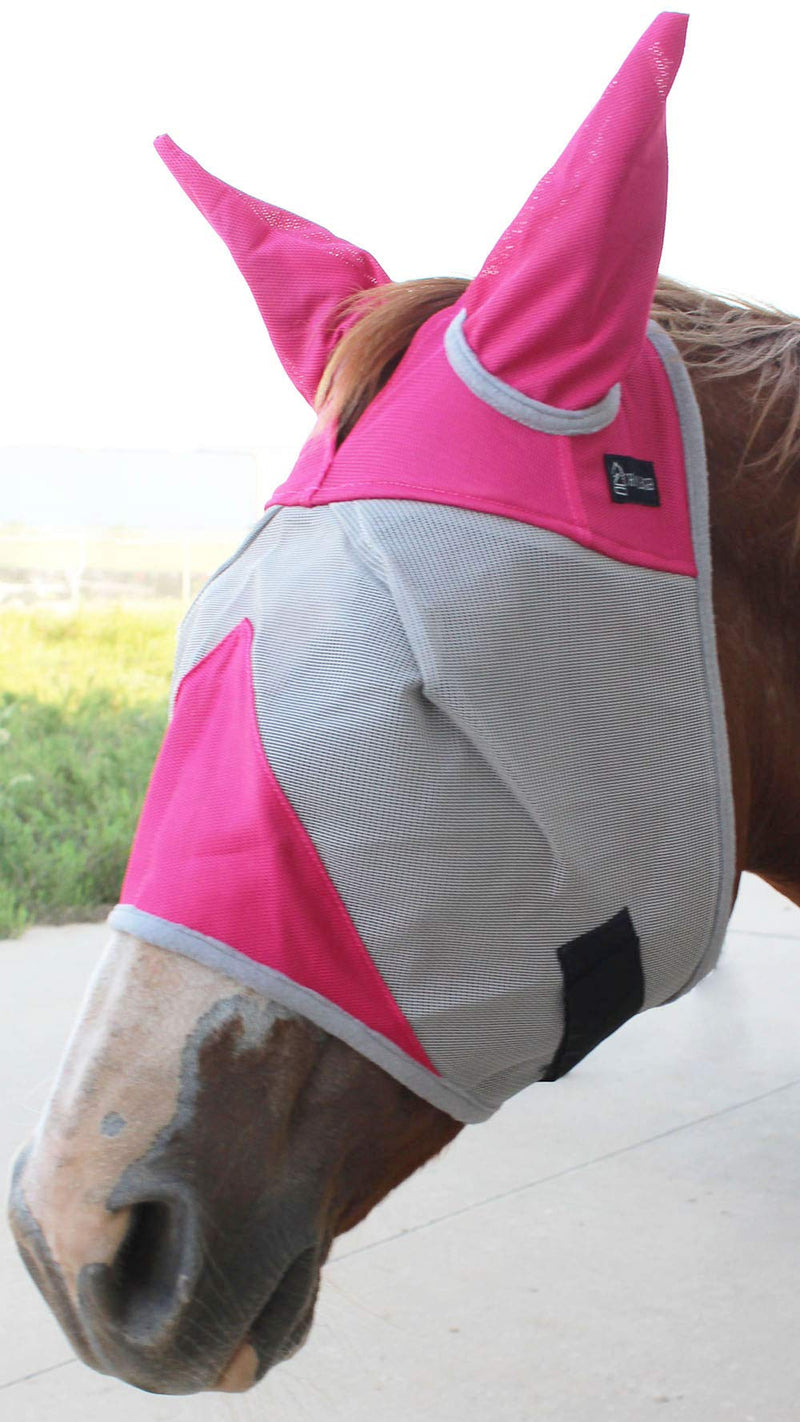 Equine Horse Light Weight FlyMask Summer Spring Airflow Mesh Pink 73281 Grey and Pink Full Horse Size - BeesActive Australia