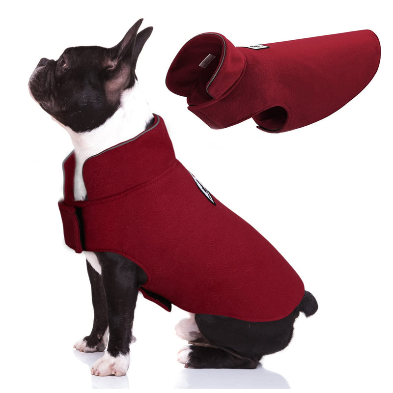 DENTRUN Windproof Winter Warm Fleece Medium Dog Coat Reversible Puppy Jacket Reflective Soft Pet Vest, Cold Weather Dog Sweater Apparel Leash Access Overcoat for Medium Breeds, Burgundy, M - BeesActive Australia