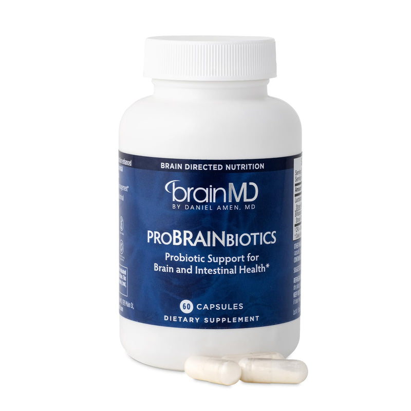BrainMD ProBRAINbiotics 3 Billion CFU, 60 Capsules, Gluten Free | Dietary supplement with 60 servings and probiotic support for digestive comfort, shelf stable daily formula