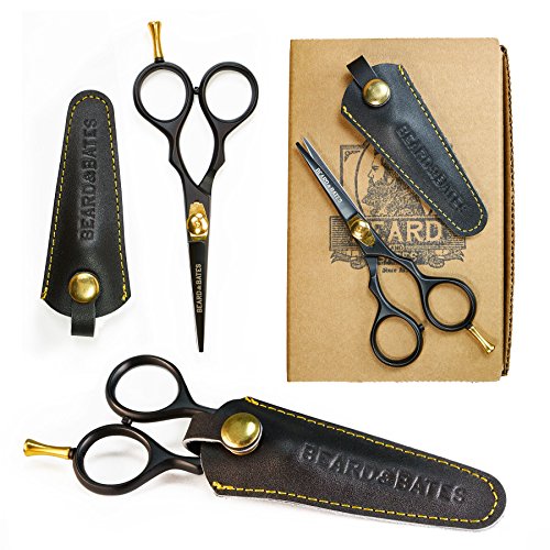 BEARD & BATES 1878 Black Label Shears | Premium Grooming Scissors with Holster for Beards and Mustaches