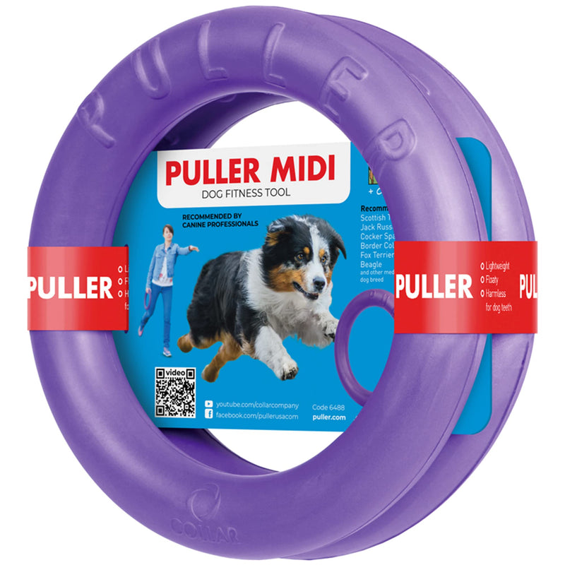 Puller Outdoor Dog Ring Toys - Dog Fetch Toy & Tug of War Dog Toy for Small Medium Large Dogs - Dog Ball & Soft Dog Frisbee Alt - Outside Dog Yard Toys - Big Dog Pull Toy - Dog Agility Jumps Tool MIDI - TWO Rings - BeesActive Australia