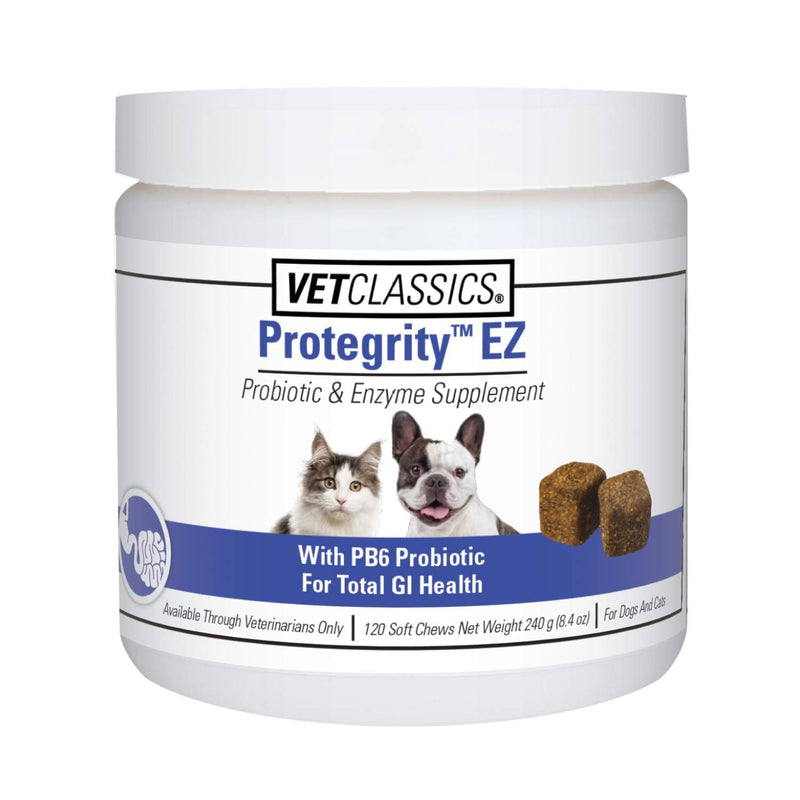Vet Classics Protegrity EZ Probiotic Health Supplements for Dogs, Cats – Dog Digestive Support, Pet Gastrointestinal Health, Cat Stomach, Intestinal Balance – Pet Enzymes – 120 Soft Chews - BeesActive Australia