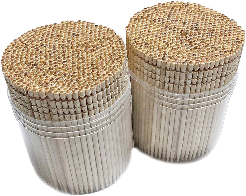 Makerstep 1000 Wooden Toothpicks Ornate Handle in Toothpicks Holder Container 2 Packs of 500, Good for Party, Cleaning Teeth, Appetizer. - BeesActive Australia
