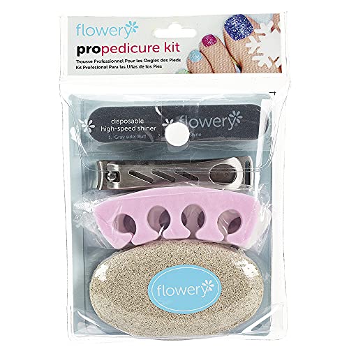 Flowery Pro Pedicure Kit, Complete Pedicure Tools to Trim, Shape, Smooth and Shine Fingernails and Toenails