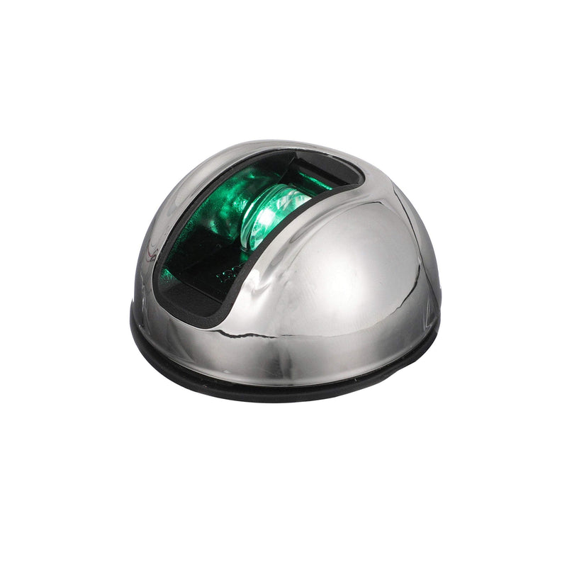 Attwood NV3012SSG-7 LightArmor™ 2-Mile Vertical Surface Mount Navigation Light, Green LED Lighting, Round Stainless Housing Green (Starboard) One size Vertical Mount - Stainless Steel