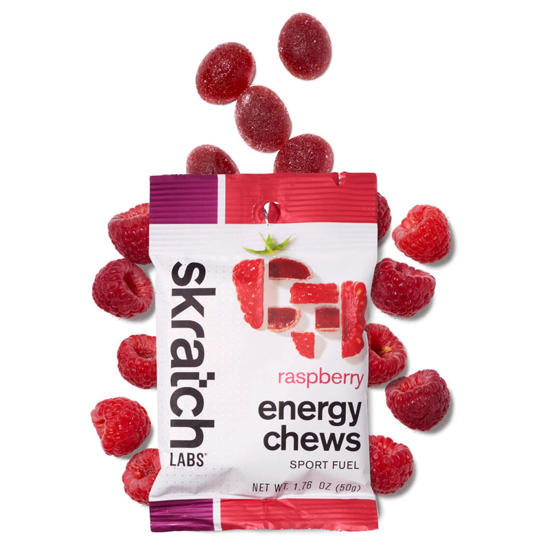 Skratch Labs Energy Chews | Energy Gummies for Running, Cycling, and Sports Preformance | Energy Gel Alternative | Raspberry (10 Pack) | Gluten Free, Vegan - BeesActive Australia