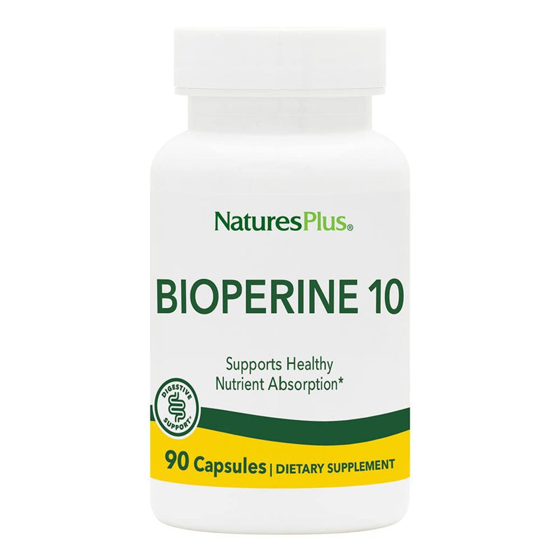 NaturesPlus Bioperine 10 - Black Pepper Extract - 90 Capsules - Supports Healthy Nutrient Absorption - Vegan, Gluten Free - 90 Servings