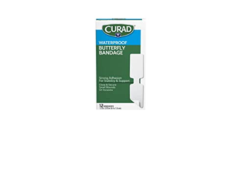 CURAD Butterfly Closure Waterproof Adhesive Bandages, 1.75 in x 0.38 in 12 Count (Pack of 1)