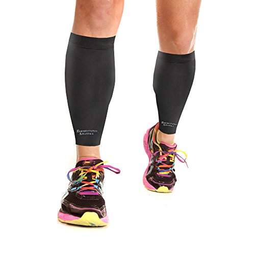 Rehabilitation Advantage Copper Infused Calf & Shin Compression Sleeves,Pair,Medium Medium