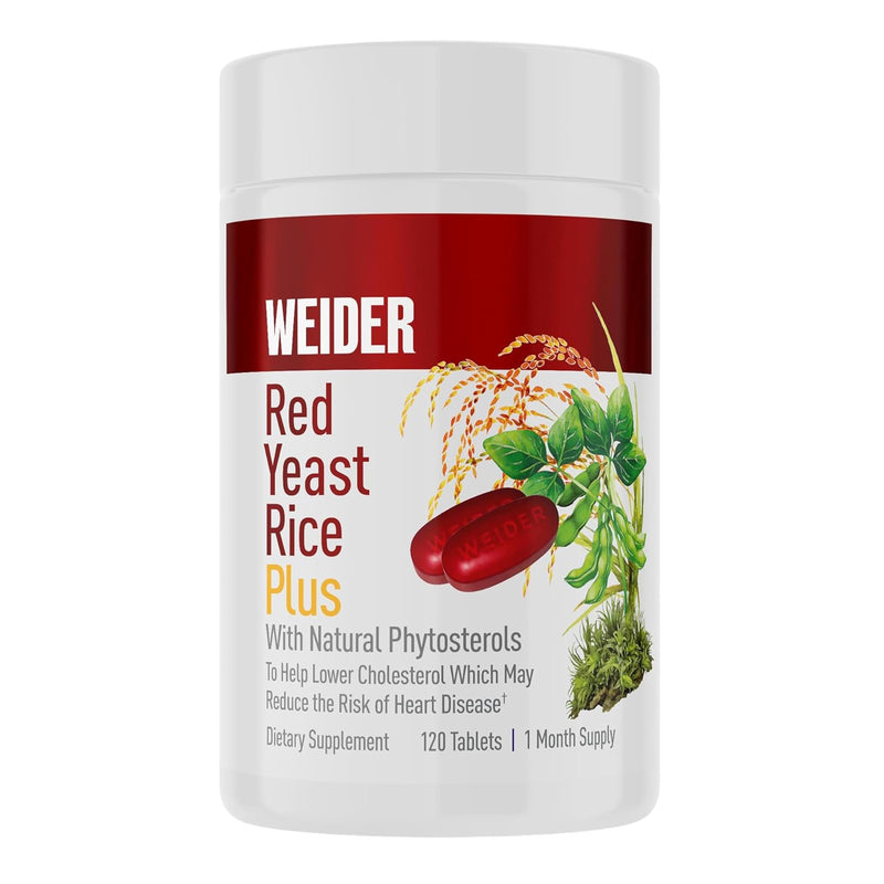 Weider Red Yeast Rice Plus 1200mg, with 850mg of Natural Phytosterols, Gluten Free White 120 Count (Pack of 1) - BeesActive Australia