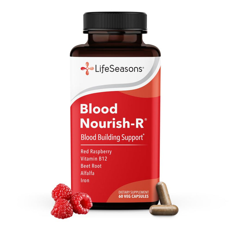 LifeSeasons Blood Nourish-R - Iron Deficiency Supplement - Supports Anemia, Fatigue & Dizziness - No Constipation - Blood Building - Iron, Beet Root, Alfalfa, Raspberry & Vitamin B-12-60 Capsules 60 Count (Pack of 1)