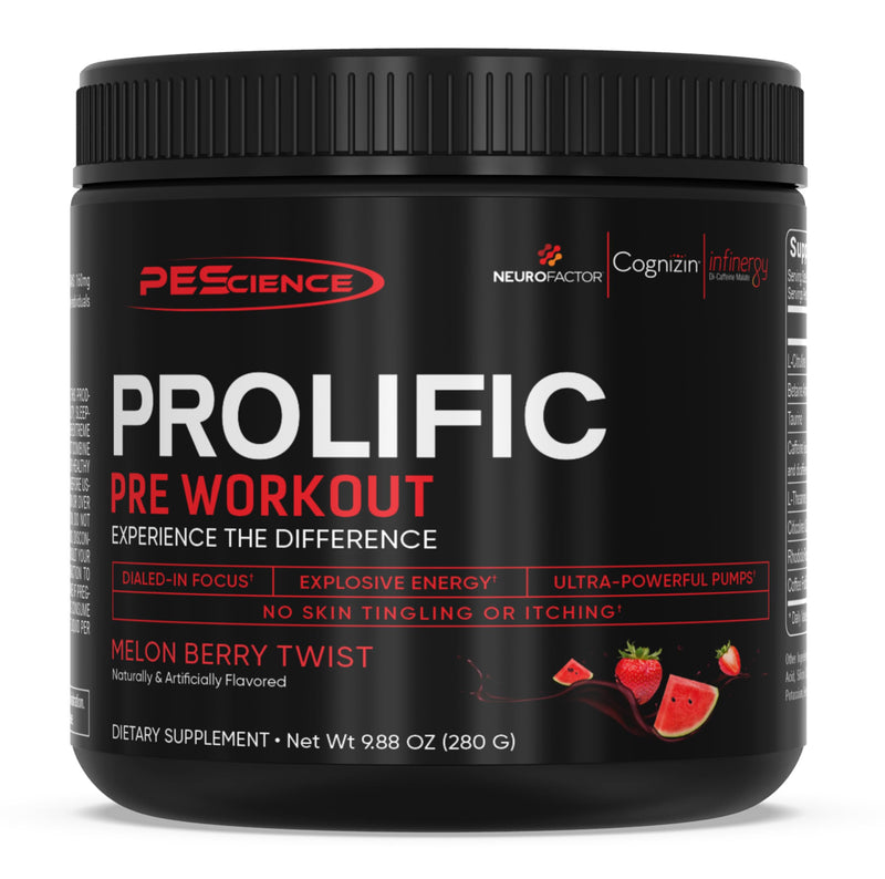 PEScience Prolific Pre Workout Powder for Men & Women with L-Citrulline, Nitric Oxide Booster, Energy Powder & Nootropic for Focus ‚Äì Preworkout Without Beta Alanine ‚Äì 40 Scoops, Melon Berry Twist