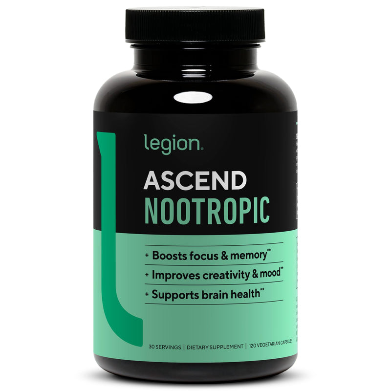 LEGION Athletics Ascend Nootropic - All-Natural Brain Supplements for Memory and Focus - Nootropics Brain Support Supplement with Alpha-GPC - Brain Supplement for Alertness & Mood Support, 30 Servings