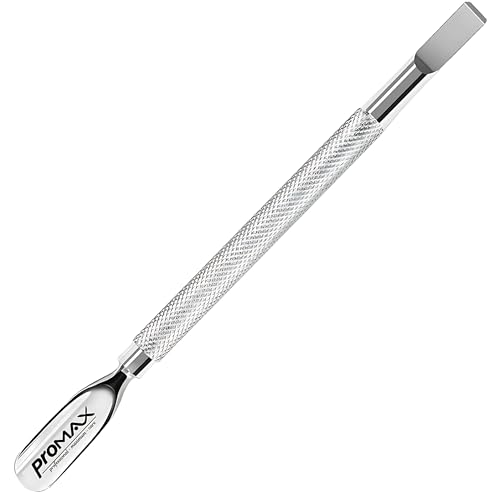 ProMax Care Double Ended Cuticle Pusher and Nail Cleaner Professional Grade Surgical Stainless Steel Dual Action Manicure and Pedicure Tool for Fingernails and Toenails Silver