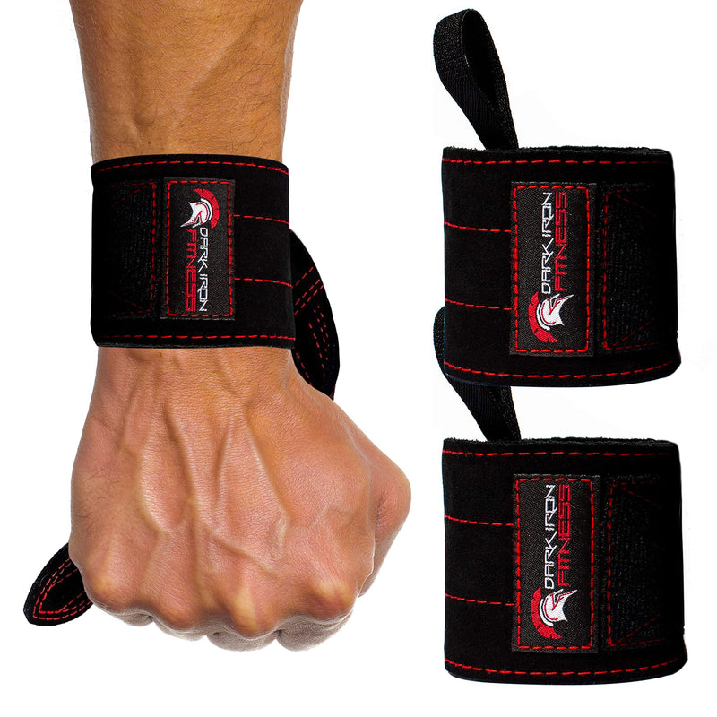 Dark Iron Fitness Wrist Wraps for Weightlifting - Suede Leather Wrist Bands for Working Out & Strength Training - Wrist Straps for Men & Women, 22 Inches Long