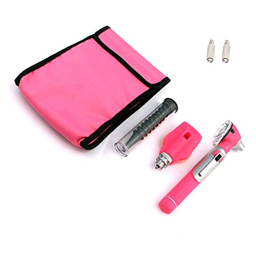 OdontoMed2011® 'Fiber Optic Otoscope Examination LED Otoscope ENT Set + 2 Free Replacement Bulb Color - (Pink) Pink