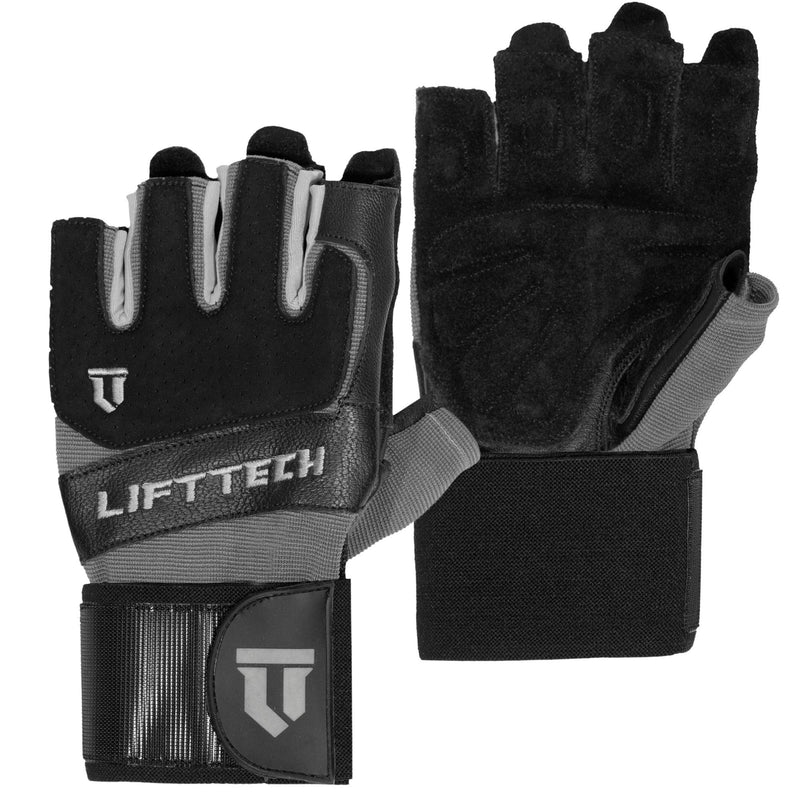 Lift Tech Men's Klutch Weight Lifting Gloves with Wrist Support - Weight Lifting Gloves for Men Into Weights, Strength Training, Powerlifting - Wrist Support Gloves - Black & Silver Medium