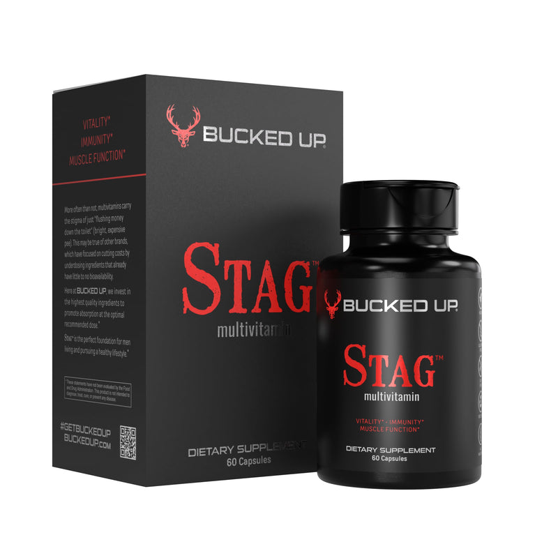Bucked Up Stag Multivitamin - Men - Full Spectrum Vitamin Formula - Vitality, Immunity and Muscle Function (60 Capsules)