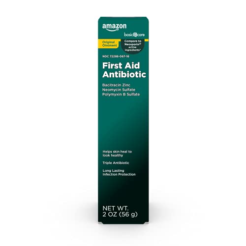 Amazon Basic Care First Aid Triple Antibiotic Ointment, Treats Minor Cuts, Scrapes and Burns, 2 Ounces