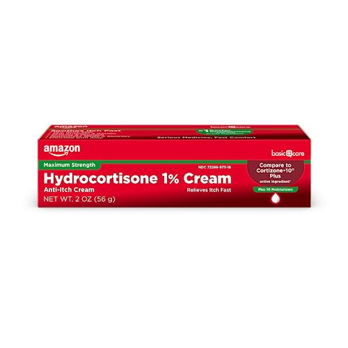 Amazon Basic Care Hydrocortisone 1% Anti-Itch Cream, White, 2 Ounce (Pack of 1) Moisturizing Relief