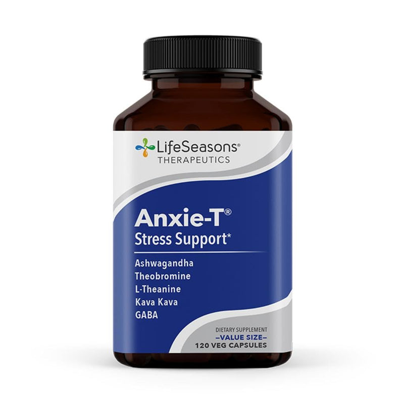 Anxie-T - Stress Relief Supplement - Supports Mood & Mental Focus - Feel Calm and Relaxed - Eases Tension & Nervousness - Ashwagandha, Kava Kava, GABA & L-Theanine - 120 Capsules 120 Count (Pack of 1) Original