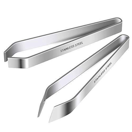 2 Pieces Fish Bone Tweezers, Stainless Steel Flat and Slant Tweezers Pliers Remover Tool (4.6") - BeesActive Australia