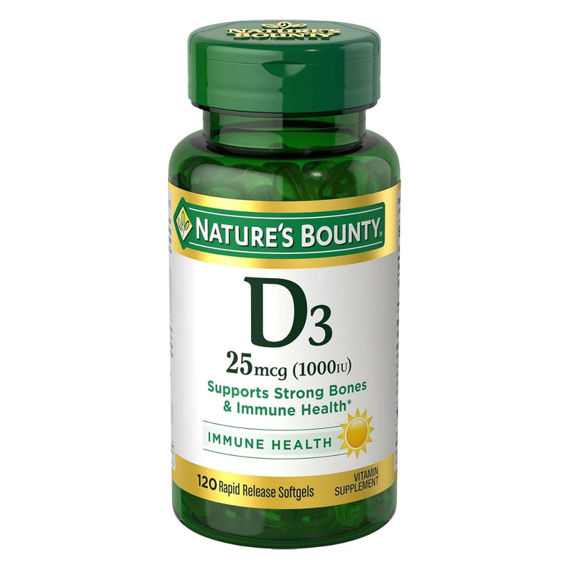 Nature's Bounty Vitamin D3 1000 100 mg Soft Gels, 120 Count 120 Count (Pack of 1)
