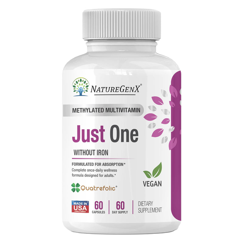 NatureGenX Just One Daily Methylated Multivitamin, 60 Capsules | Iron-Free with Methyl B12 & Methylfolate, Methylation Support for Men & Women, Vegan, Gluten-Free, Non-GMO 1