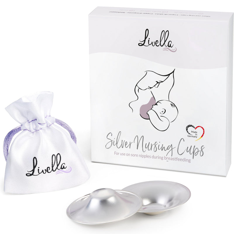 Original Silver Nursing Cups - Made in Germany with 999 Silver - Universal Fit - Protect and Soothe sore Nipples - Silver Nipple Shields for Breastfeeding - FDA-registered - BeesActive Australia