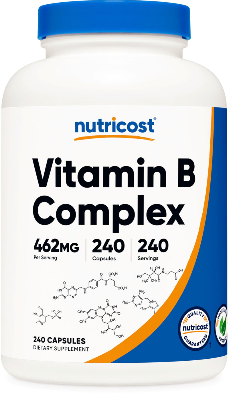 Nutricost Vitamin B Complex 462mg, 240 Capsules, with Vitamin C | Energy Complex 240 Count (Pack of 1)