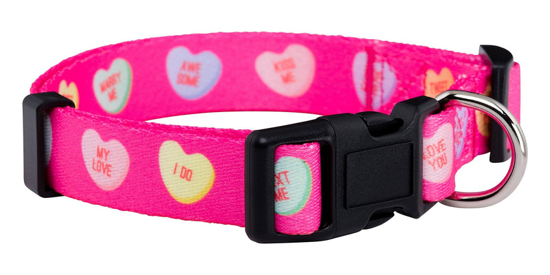 Native Pup Valentine’s Dog Collar- Valentines Day Pet Collars- Valentine Girly Hearts- Pink Red Heart- Cute Boy Girl Puppy Gift- Adjustable for Small, Medium, Large Breeds (Candy Hearts, Medium) Valentines Candy Hearts - BeesActive Australia