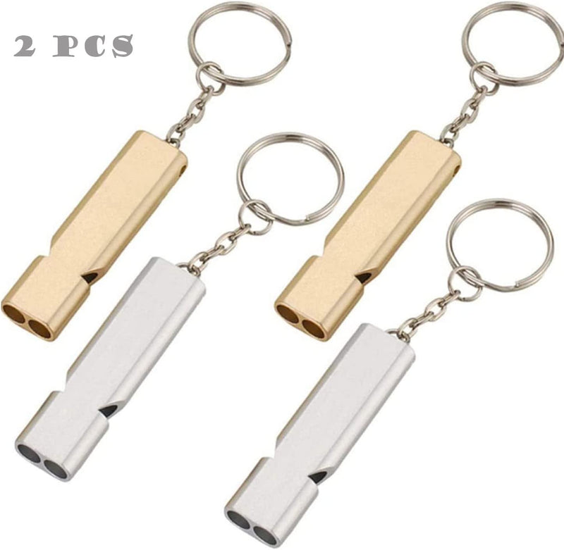 Noopel Emergency Whistles Lifeguard Safety Whistle with Lanyard and Keychain for Outdoor Camping Hiking Boating Hunting Fishing Kayak Kids Rescue Signaling Loud Survival Whistle 2 Pack Gold - BeesActive Australia