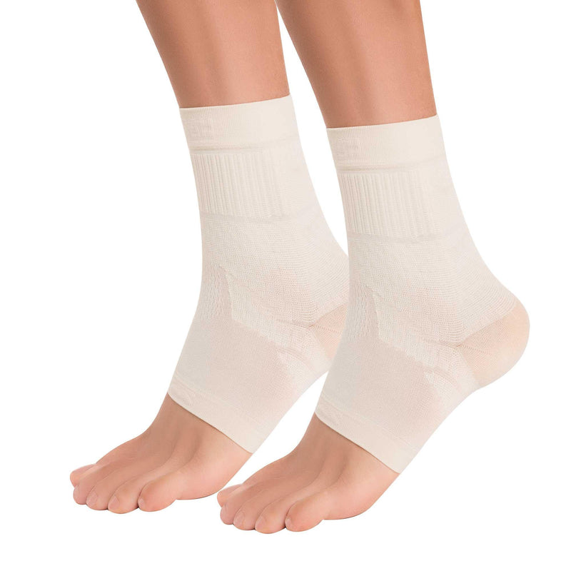 Zensah Ankle Support - Compression Ankle Brace - Running, Soccer, Sports - Ankle Sleeve Helps Sprains, Tendonitis, Pain Medium Beige - Pair