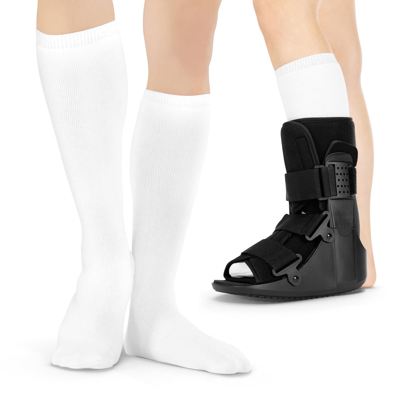 BraceAbility Walking Boot Sock Liners – (1 Pair) Replacement Medical Tube Socks for Under Orthopedic, Air CAM Walkers, Fracture Boots, and Surgical Foot Cast Shoes for Men or Women (Tall White) Universal - Tall - BeesActive Australia