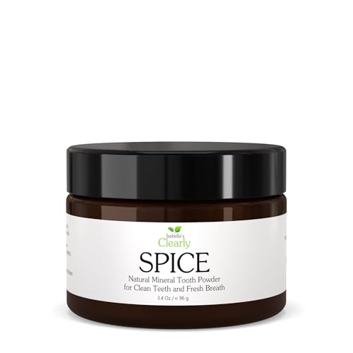 Isabella’s Clearly Spice Remineralizing Tooth Powder | Teeth Whitening Natural Toothpaste Fluoride Free for Adults, Kids, Sensitive Teeth & Gums | Xylitol, Baking Soda, Clay, Calcium, Cinnamon, Clove