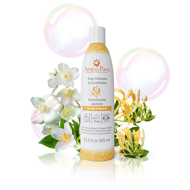 Dog Shampoo – Cleansing Wash, Conditioning, Moisturizing – Toxin Free, Healthy Ingredients – Aromatic Grooming Puppy Shampoo – Tearless Cleaner, Honeysuckle Jasmine - PawsPlanet Australia